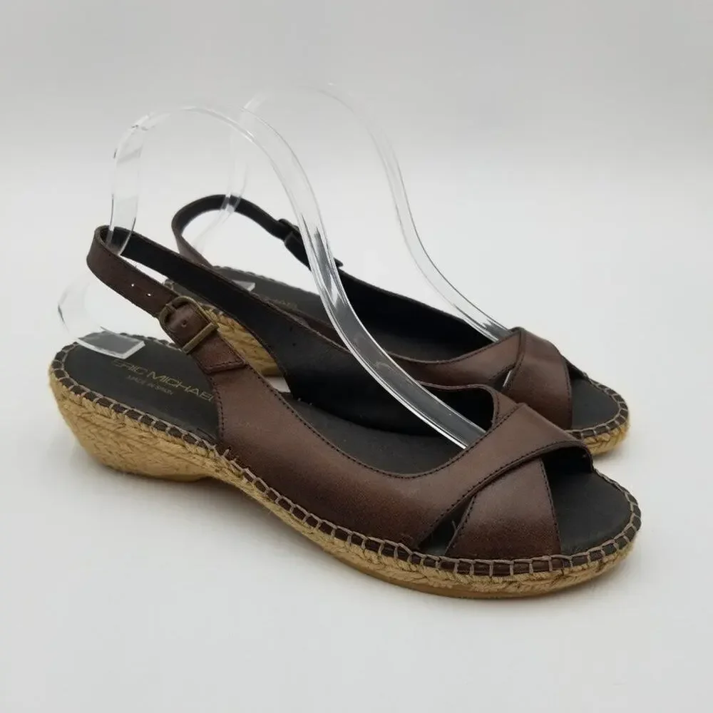 Eric Michael Leather‎ Open Toe Espadrilles Sandals 9.5